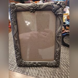 Elegant Gray Metal Floral Picture Frame